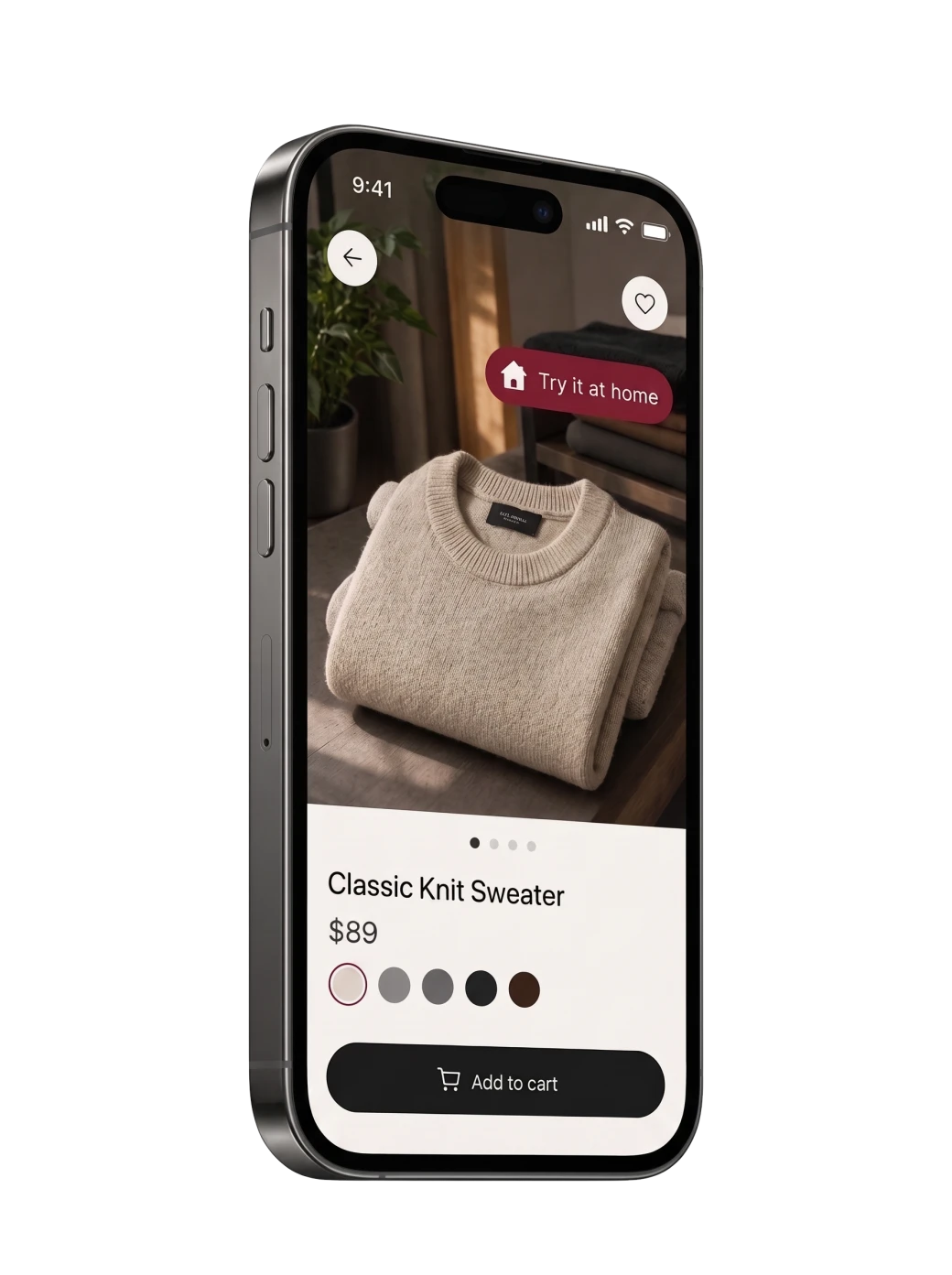 Labbesni app showing a product with the Try at Home badge